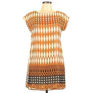Chevron Tan Vintage Shift Dress. Size 12 UK/8 US